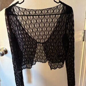 Black Sheer Lace Cardigan